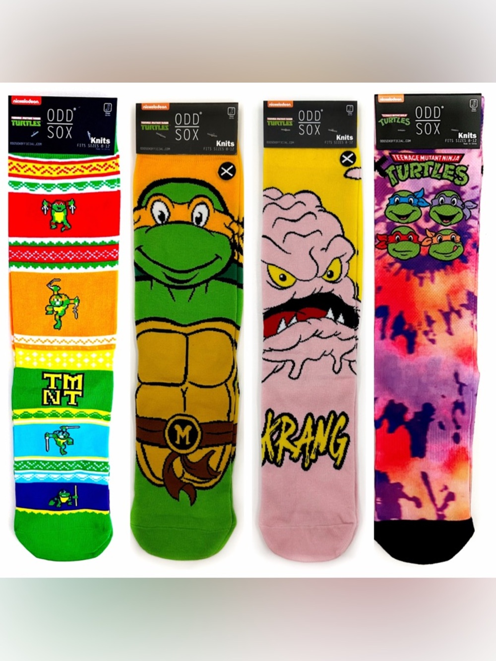 Odd Sox TMNT Crew Socks Bundle 4 Pairs Teenage Mutant Ninja Turtles Krang